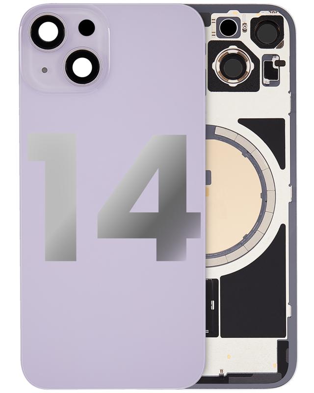 Tapa trasera con placa y magneto MagSafe para iPhone 14 (Original Usada: Grado A) (Morado)