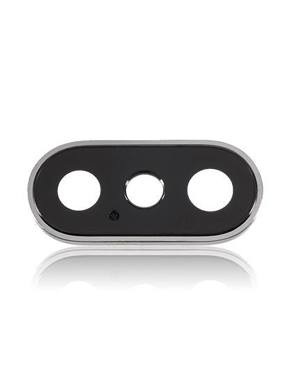 Lente de camara trasera con soporte y bisel para iPhone X (Plata)