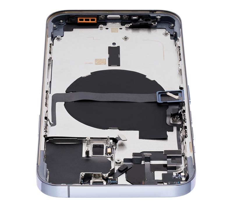 Tapa trasera para iPhone 13 Pro Max con componentes pequenos pre-instalados (Sin logo) (Version internacional) (Azul Sierra)