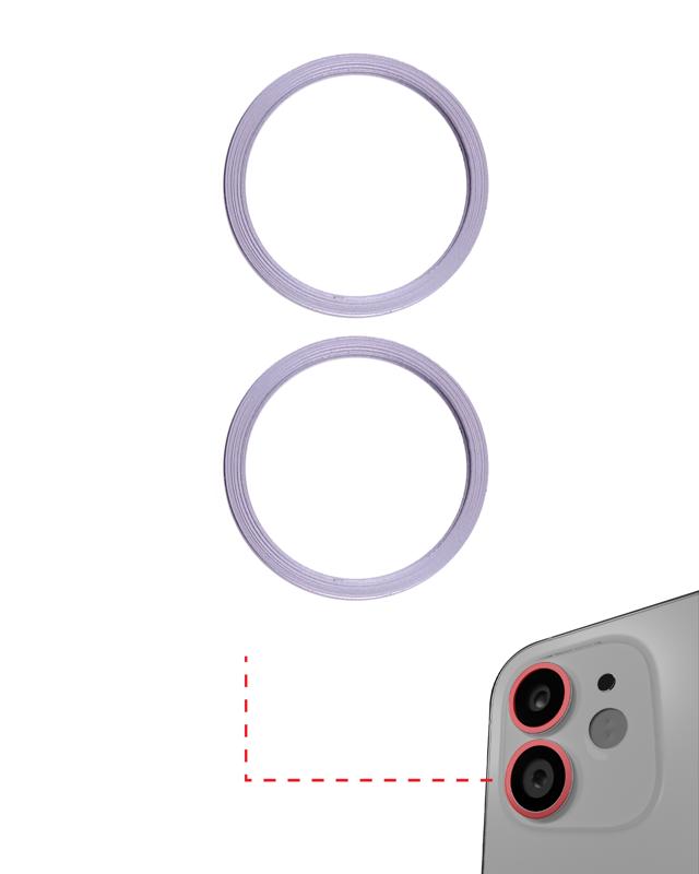 Aro embellecedor para camara trasera iPhone 11 / 12 / 12 Mini (Morado) (Set de 2 piezas) (Paquete de 10)