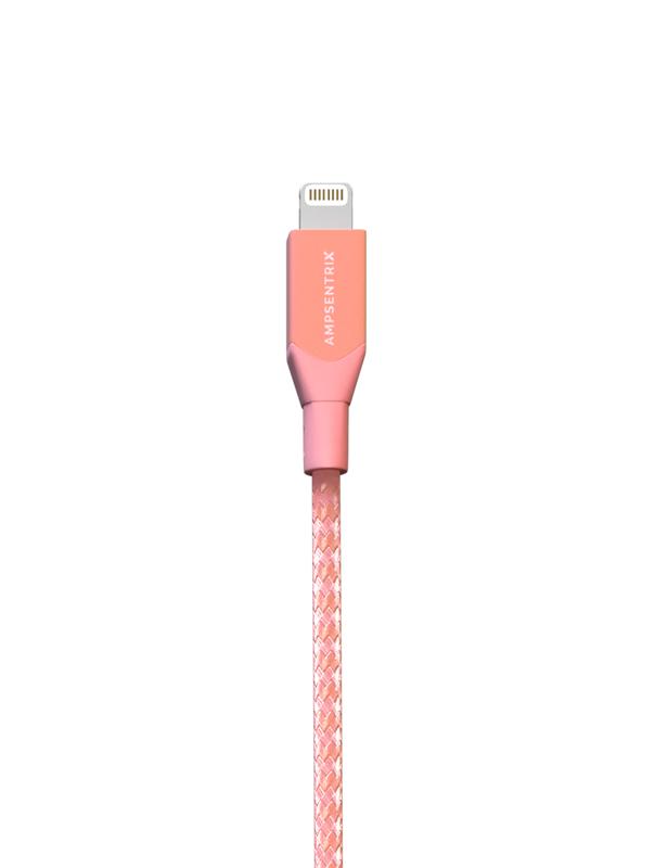 Cable Lightning a USB Tipo C de 3 pies AmpSentrix Infinity Rosa