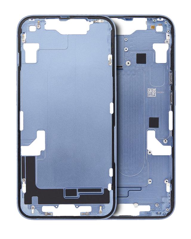 Carcasa intermedia para iPhone 14 con boton de encendido y volumen (Version EE.UU.) (Original usado: Grado A) (Azul)