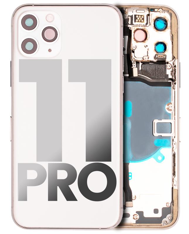 Tapa trasera para iPhone 11 Pro con componentes pequeños pre-instalados (Usada original Grado A) (Plata)