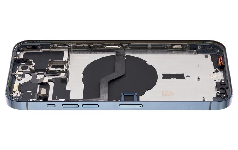 Tapa trasera para iPhone 12 Pro Max con componentes pequenos pre-instalados (Sin logo) (Version internacional) (Azul Pacifico)