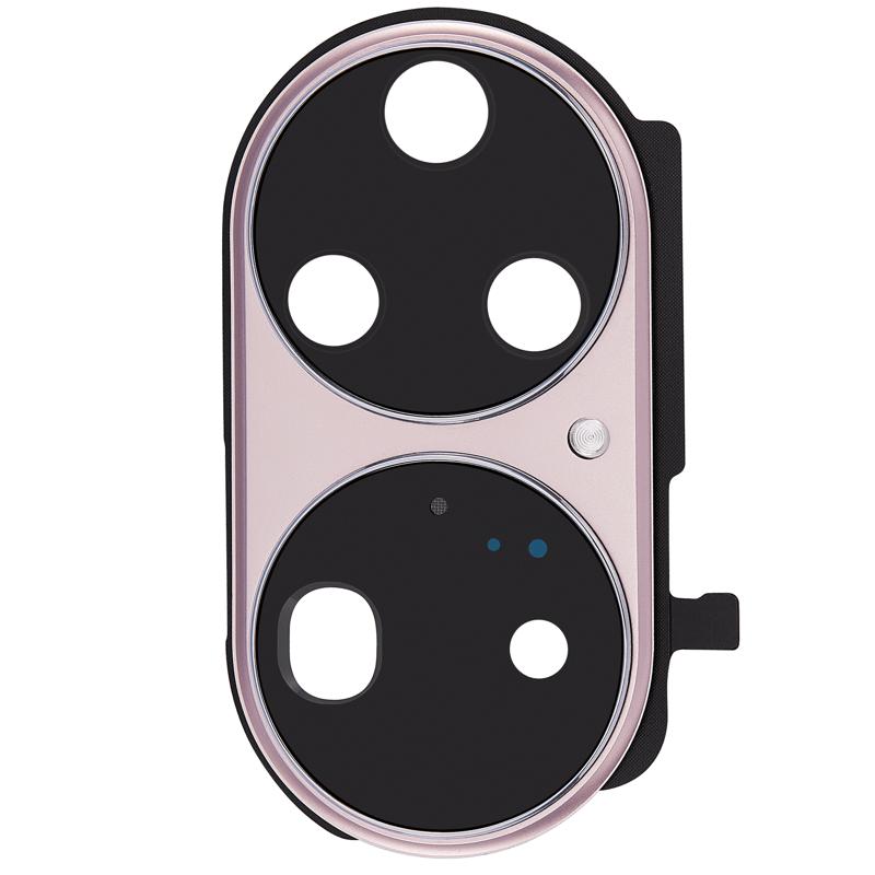 Lente de camara trasera con soporte para Huawei P50 Pro (Rosa encanto)