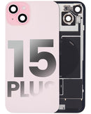 Tapa trasera con placa, NFC, iman MagSafe y flex de linterna para iPhone 15 Plus (Usada original Grado A) (Rosa)