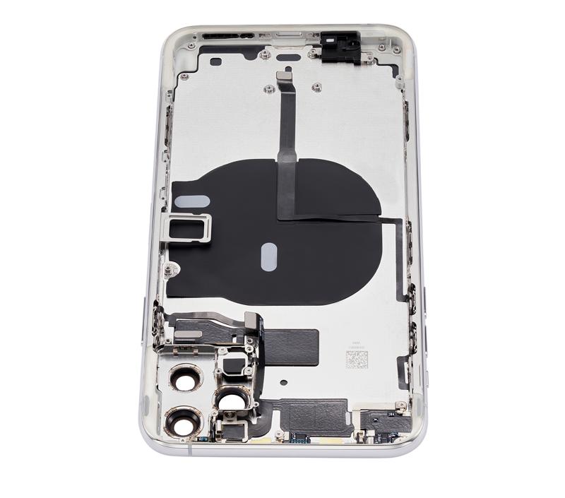 Tapa trasera con componentes pequenos pre-instalados para iPhone 11 Pro Max (Sin logo) (Plata)