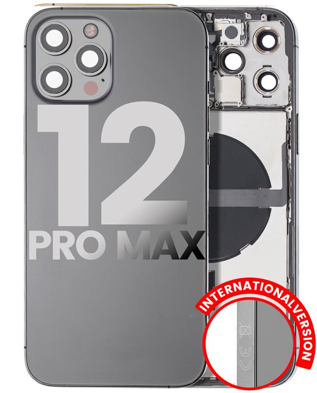 Tapa trasera con componentes pequenos pre-instalados para iPhone 12 Pro Max (Grafito)