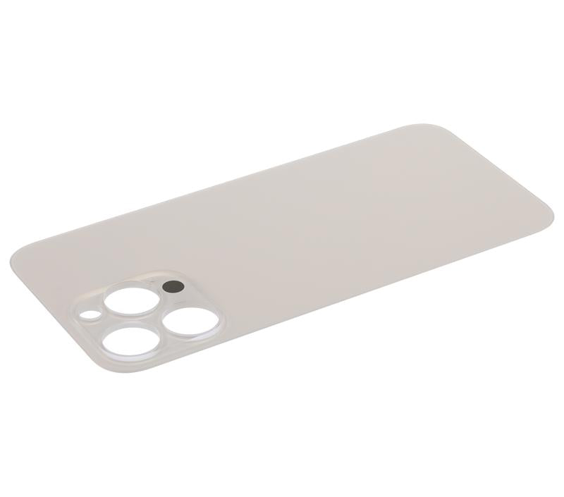 Tapa trasera para iPhone 14 Pro Max (Oro) con adhesivo 3M y hueco grande para camara