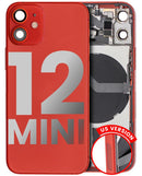 Tapa trasera para iPhone 12 Mini con componentes pequeños pre-instalados (Versión EE.UU.) (Original usado: Grado B) (Rojo)