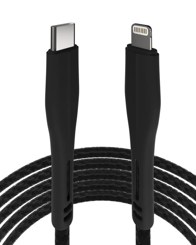 Cable Lightning a USB Tipo C de 3 ft AmpSentrix Matrix negro