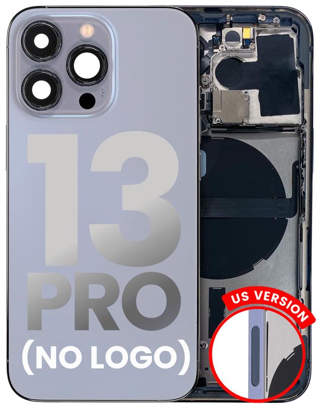 Tapa trasera para iPhone 13 Pro con componentes pequenos pre-instalados (Version US) (Sin logo) (Azul Sierra)