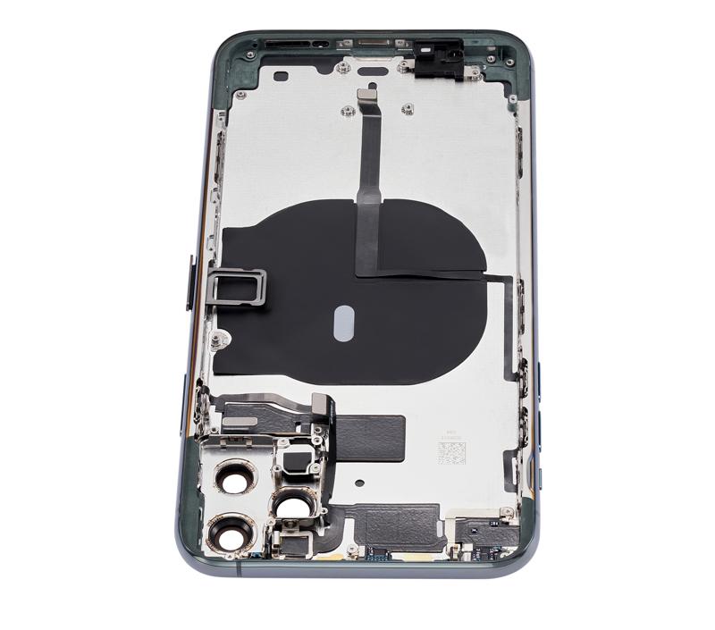 Tapa trasera con componentes pequenos pre-instalados para iPhone 11 Pro Max (Sin logo) (Verde medianoche)