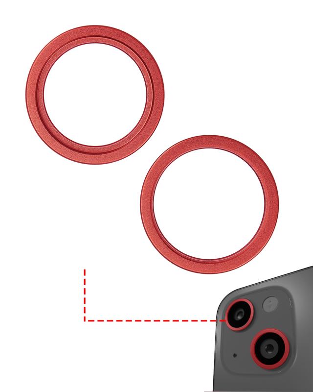 Aro del bisel de la camara trasera para iPhone 14 / 14 Plus (Rojo) (Set de 2 piezas)