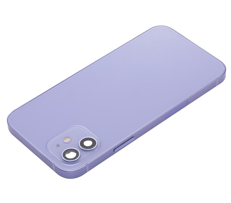 Tapa trasera con componentes pequenos pre-instalados para iPhone 12 (Version US) (Sin logo) (Morado)