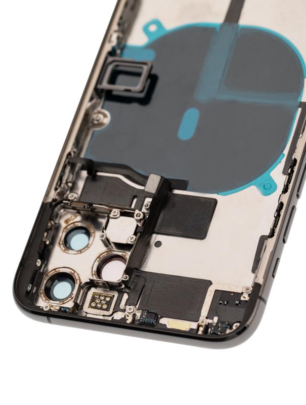 Tapa trasera con componentes pequeños preinstalados para iPhone 11 Pro (Usado, original, Grado A) (Gris espacial)