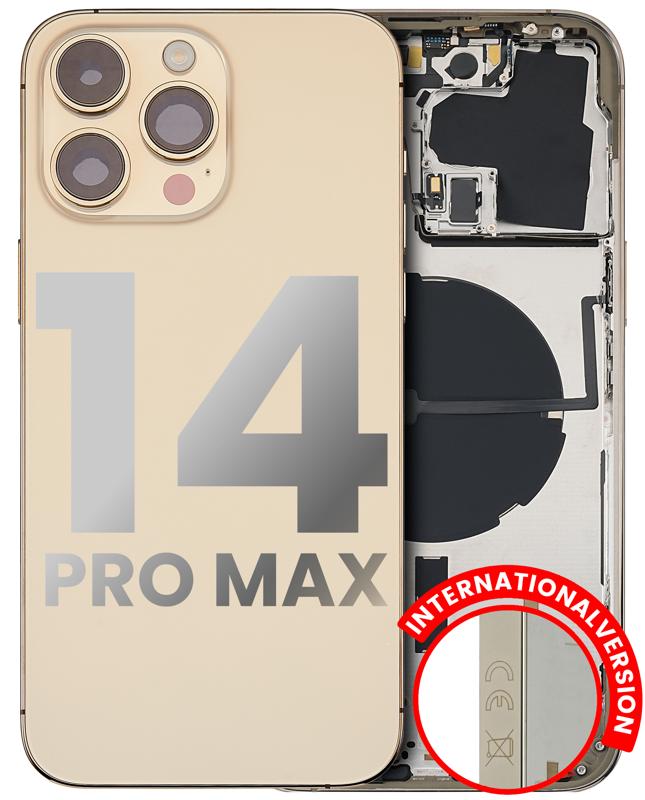 Tapa trasera para iPhone 14 Pro Max con componentes pequeños pre-instalados (Versión Internacional) color Dorado