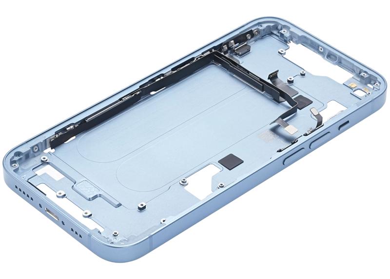 Carcasa intermedia con botones de encendido y volumen para iPhone 14 (Usada OEM Grado C) (Version EE.UU.) (Azul)