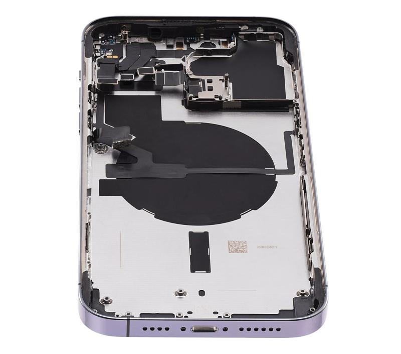 Tapa trasera con componentes pequeños preinstalados para iPhone 14 Pro Max (Versión EE.UU) Usada Original Grado C (Púrpura profundo)