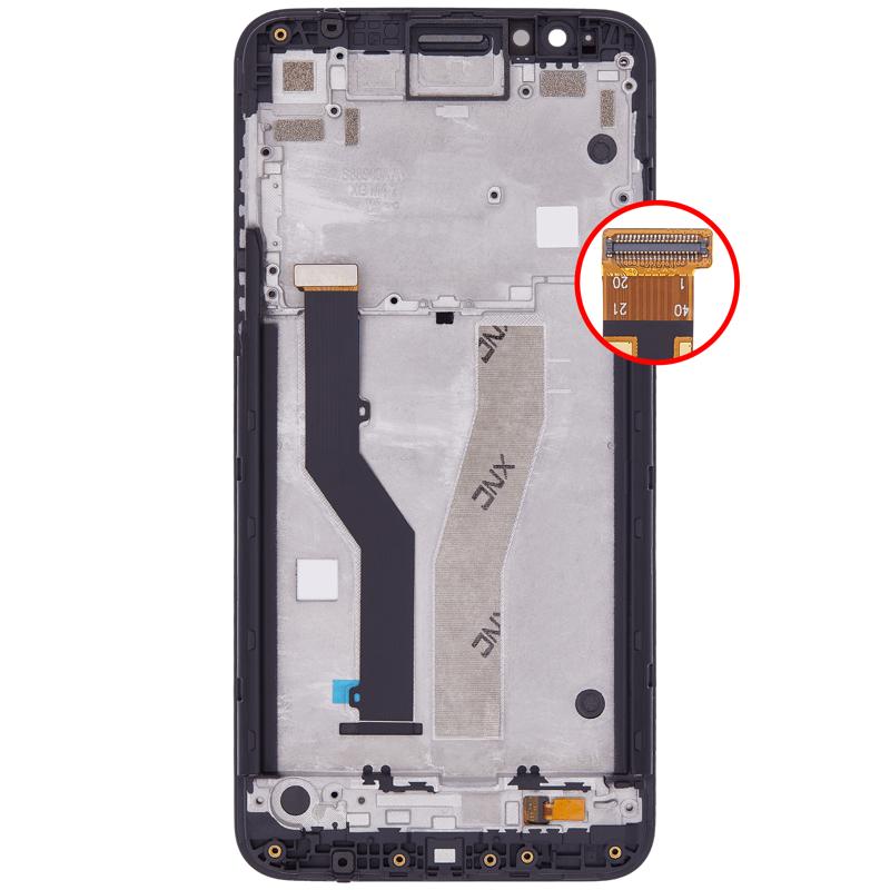 Pantalla LCD con marco para Motorola Moto E6 (XT2005 / 2019) original (Negro)