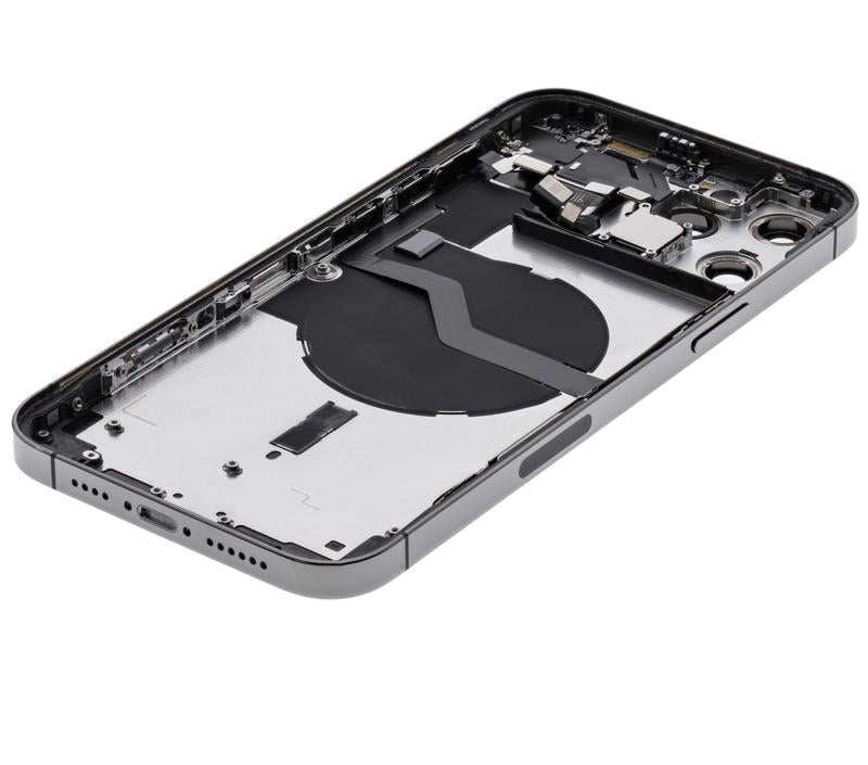 Tapa trasera con componentes pequenos pre-instalados para iPhone 12 Pro Max (Grafito)