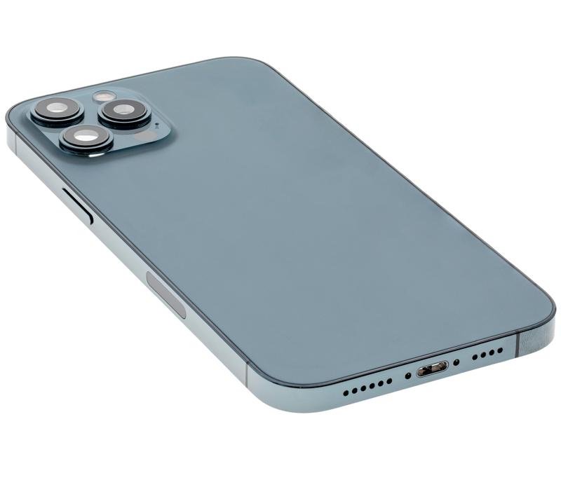 Tapa trasera para iPhone 12 Pro Max con componentes pequeños pre-instalados (Versión EE.UU.) Azul Pacífico