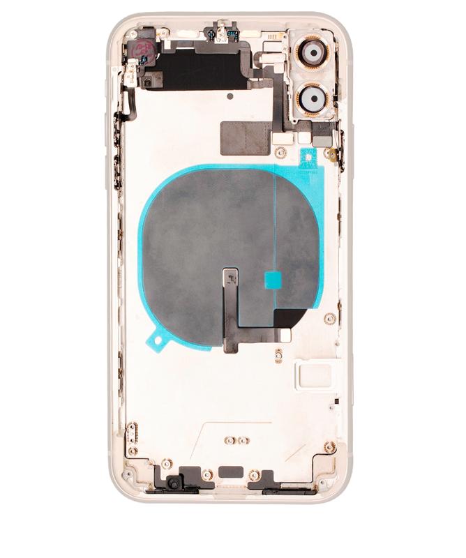 Tapa trasera para iPhone 11 con componentes pequeños pre-instalados (Usada original Grado C) (Blanco)