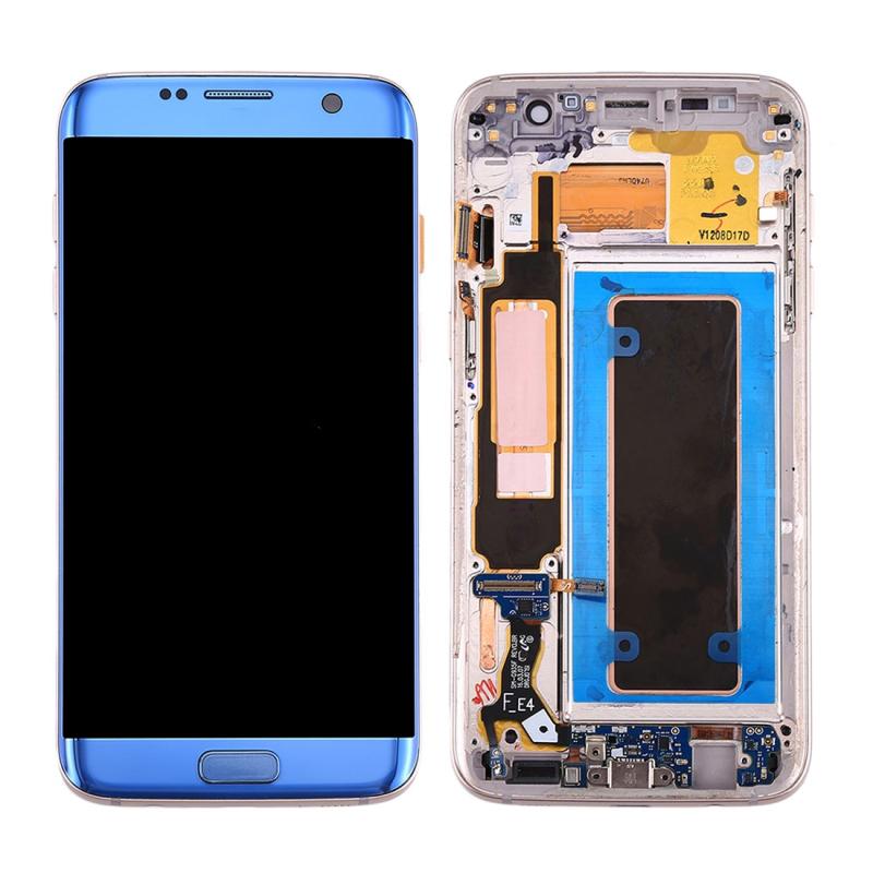 Pantalla OLED con marco para Samsung Galaxy S7 Edge Azul original