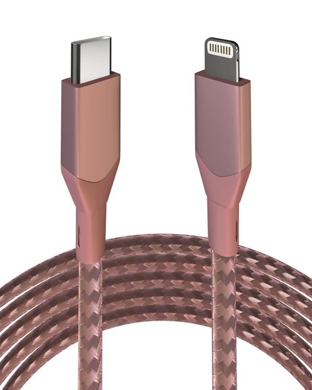 Cable Lightning a USB Tipo C de 3 pies AmpSentrix Infinity Rosa