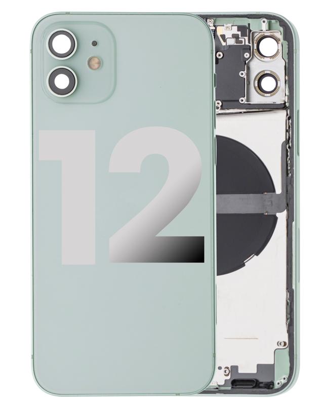 Tapa trasera para iPhone 12 con componentes pequenos pre-instalados (Version US) (Verde)