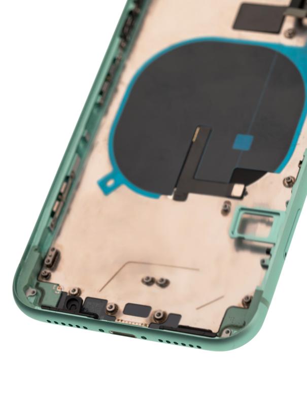 Tapa trasera con componentes pequeños preinstalados para iPhone 11 (Usado, Original, Grado C) Verde