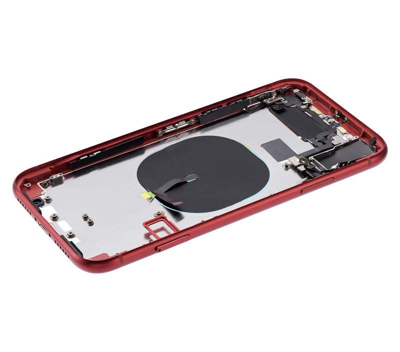 Carcasa trasera con componentes pequenos pre-instalados para iPhone 11 (Rojo)