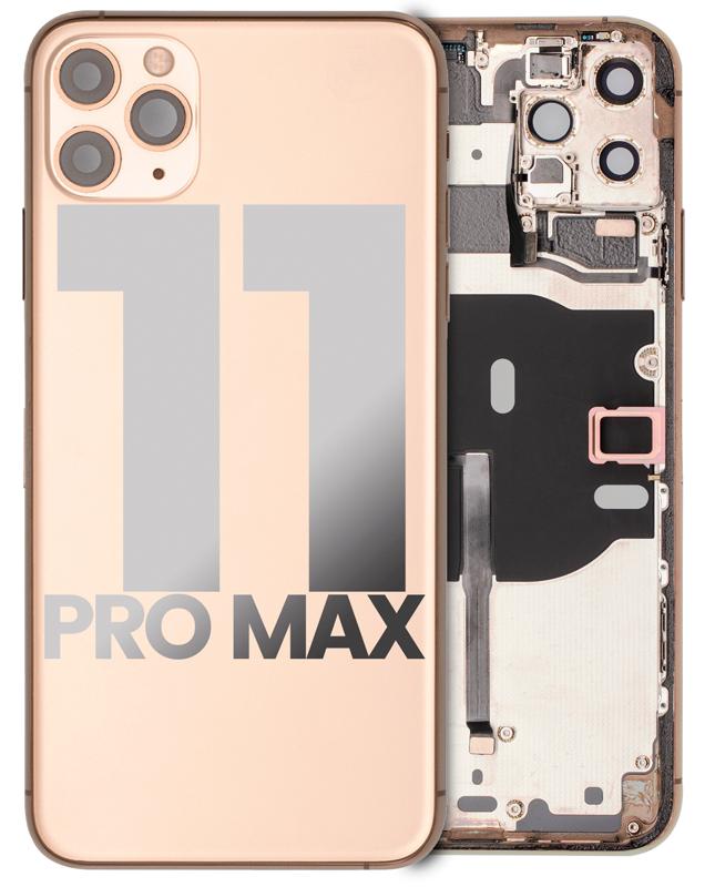 Tapa trasera con componentes pequeños para iPhone 11 Pro Max (Usada Original Calidad C) (Oro)