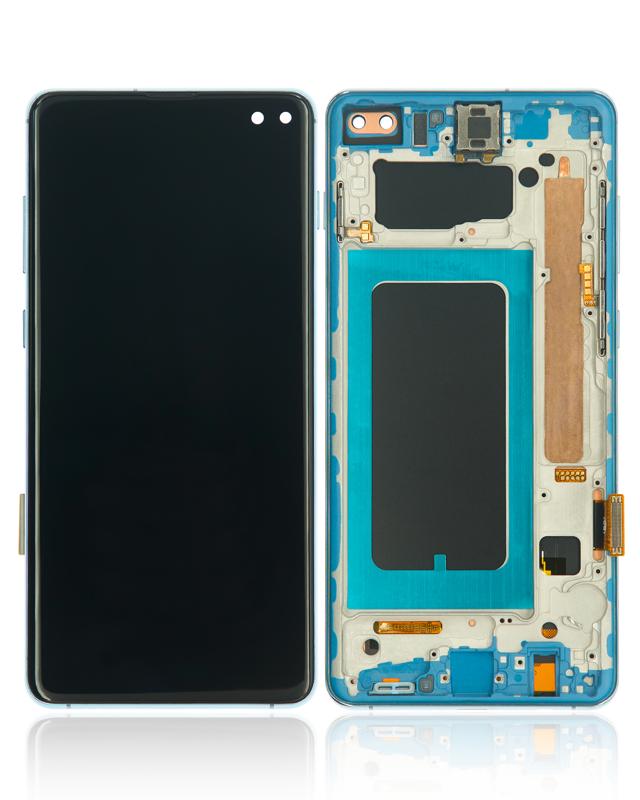 Pantalla LCD con marco para Samsung Galaxy S10 Plus (Sin sensor de huella digital) (Azul Prisma)