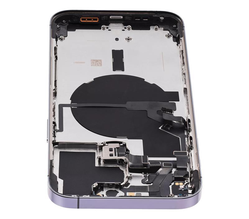 Tapa trasera con componentes pequeños preinstalados para iPhone 14 Pro Max (Versión EE.UU) Usada Original Grado C (Púrpura profundo)