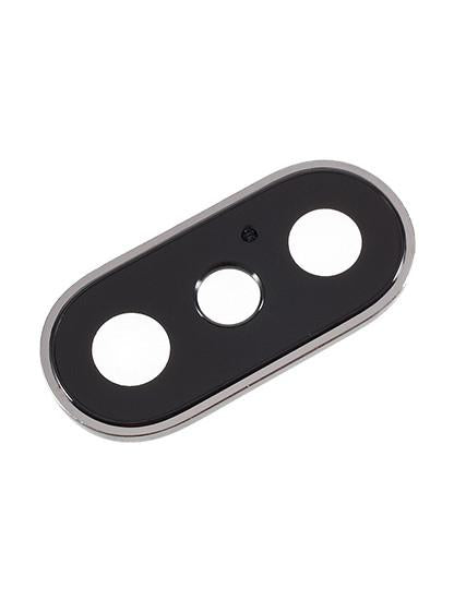 Lente de camara trasera con soporte y bisel para iPhone X (Plata)