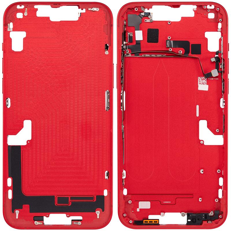 Carcasa media con botones de encendido y volumen para iPhone 14 Plus (version US) (Rojo)