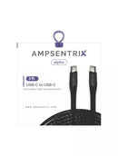 Cable USB Tipo C a USB Tipo C de 3 pies (AmpSentrix) (Alpha) (Negro)