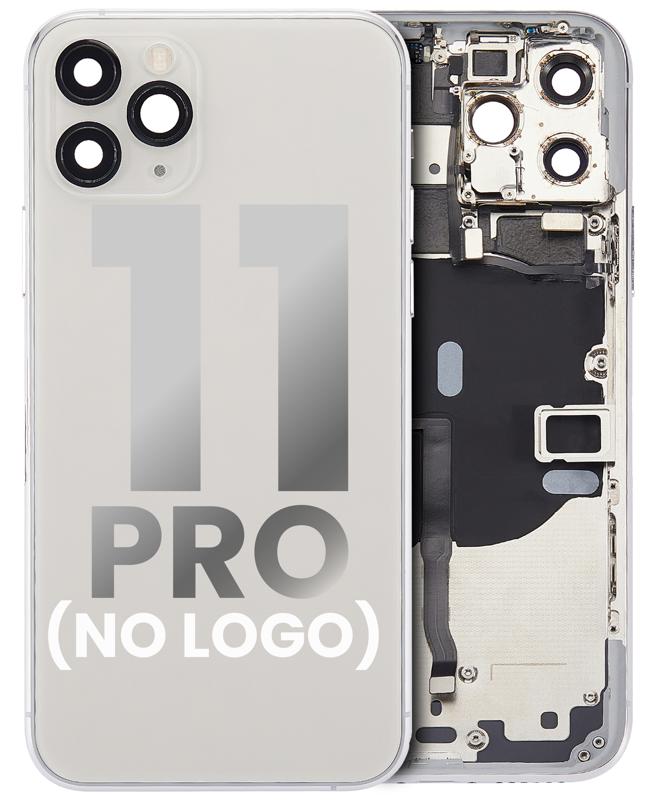 Tapa trasera para iPhone 11 Pro con componentes pequenos pre-instalados (Sin logo) (Plata)