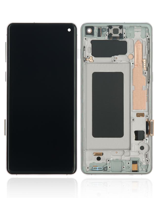 Pantalla LCD con marco para Samsung Galaxy S10 (Sin sensor de huellas) (Blanco Prisma)