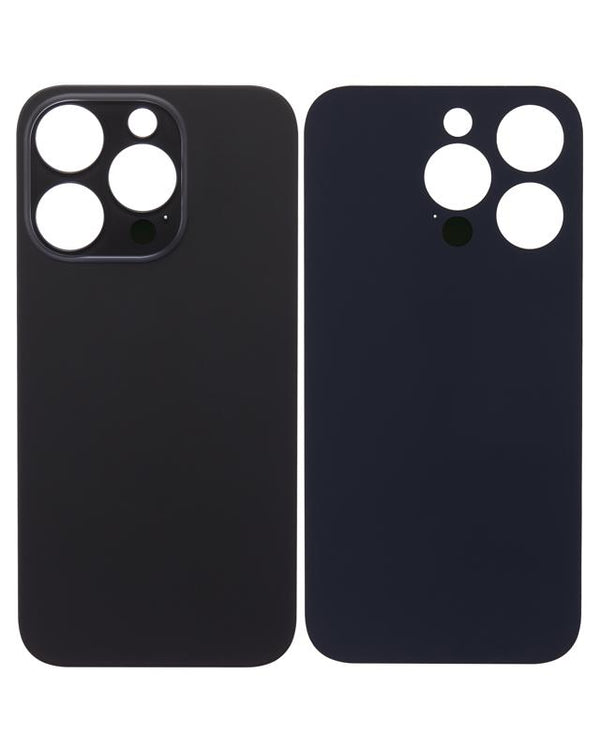 Tapa trasera para iPhone 14 Pro con adhesivo 3M (Agujero grande para camara, Sin logo) - Negro Espacial