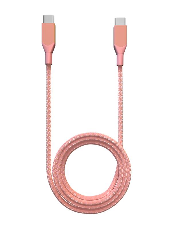 Cable USB Tipo C a USB Tipo C de 3 pies (AmpSentrix) (Infinity) (Rosa)