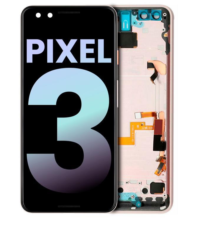 Pantalla OLED con marco para Google Pixel 3 original (Rosa)