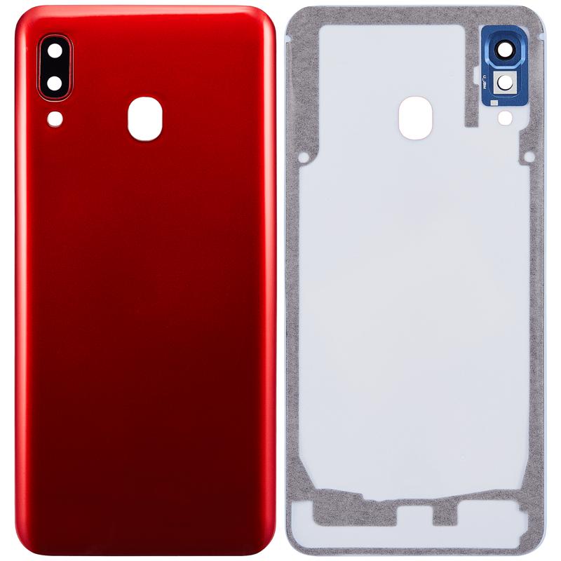 Tapa trasera con lente de camara para Samsung Galaxy A30 (A305 / 2019) color rojo