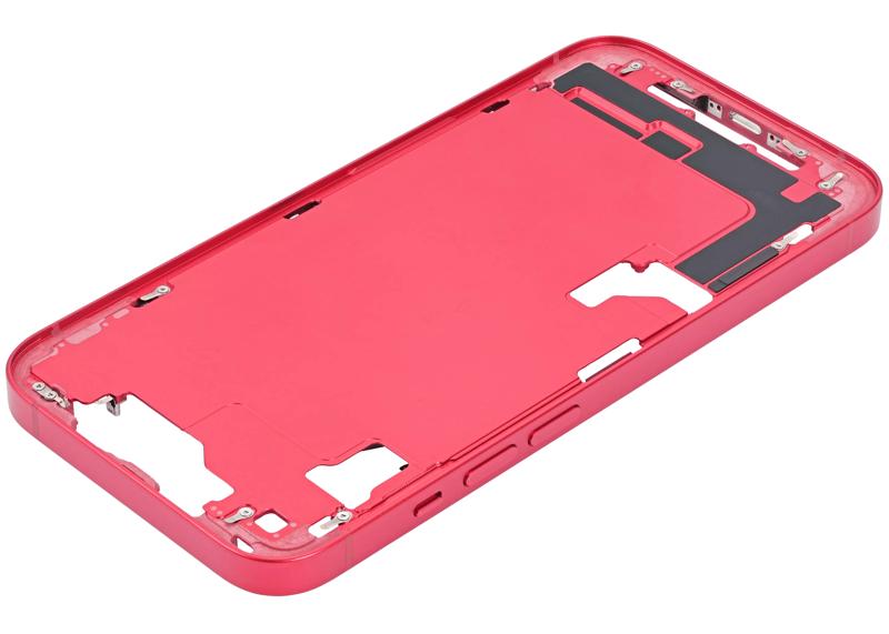 Carcasa intermedia con boton de encendido y volumen para iPhone 14 (Usada, Original, Grado C) (Rojo)