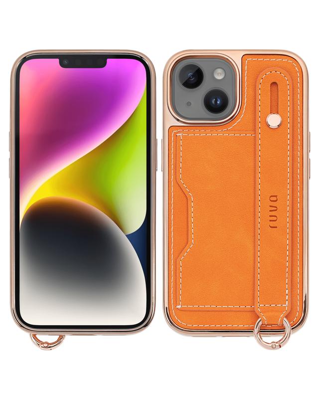 Funda tipo Cartera Ruva Hiba para iPhone 14 Plus Naranja Quemado 1 Paquete