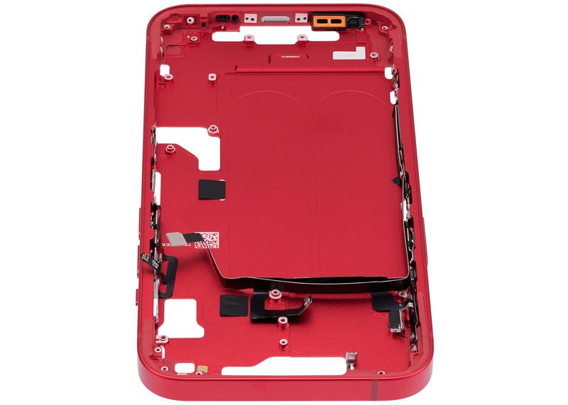 Carcasa intermedia con botones de encendido y volumen para iPhone 14 (Version US) (Rojo)