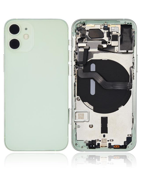 Tapa trasera para iPhone 12 Mini con componentes pequenos pre-instalados (Verde)