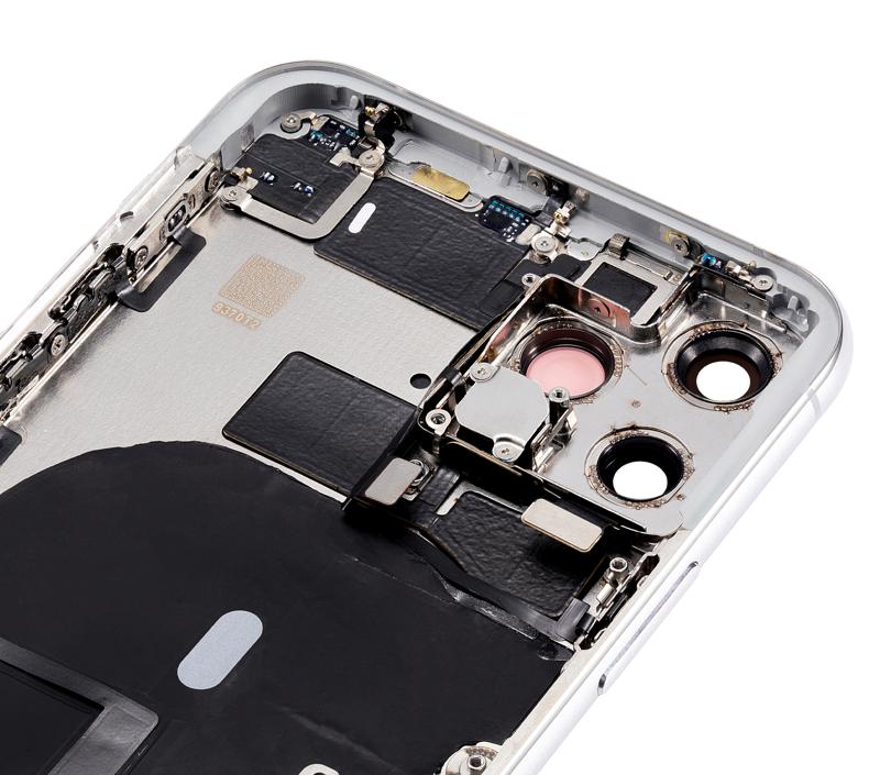 Tapa trasera para iPhone 11 Pro con componentes pequenos pre-instalados (Sin logo) (Plata)