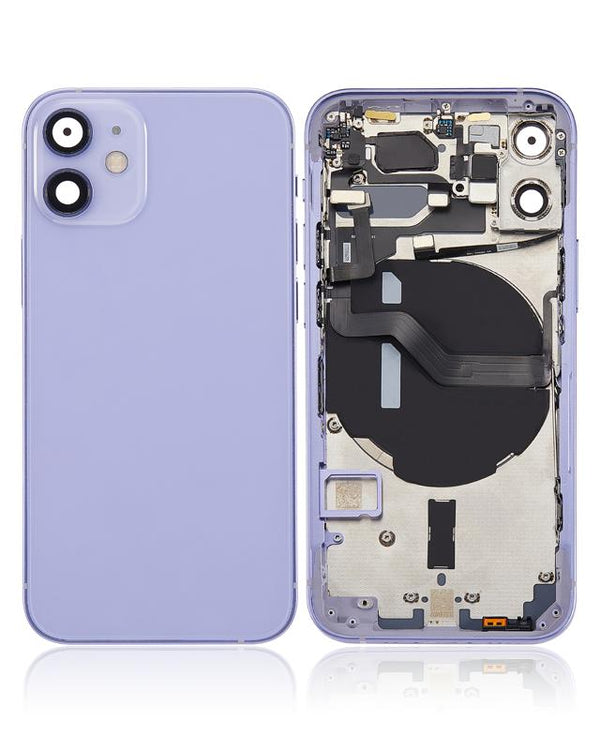 Tapa trasera con componentes pequenos pre-instalados para iPhone 12 Mini (Version EE.UU.) (Sin logo) (Morado)